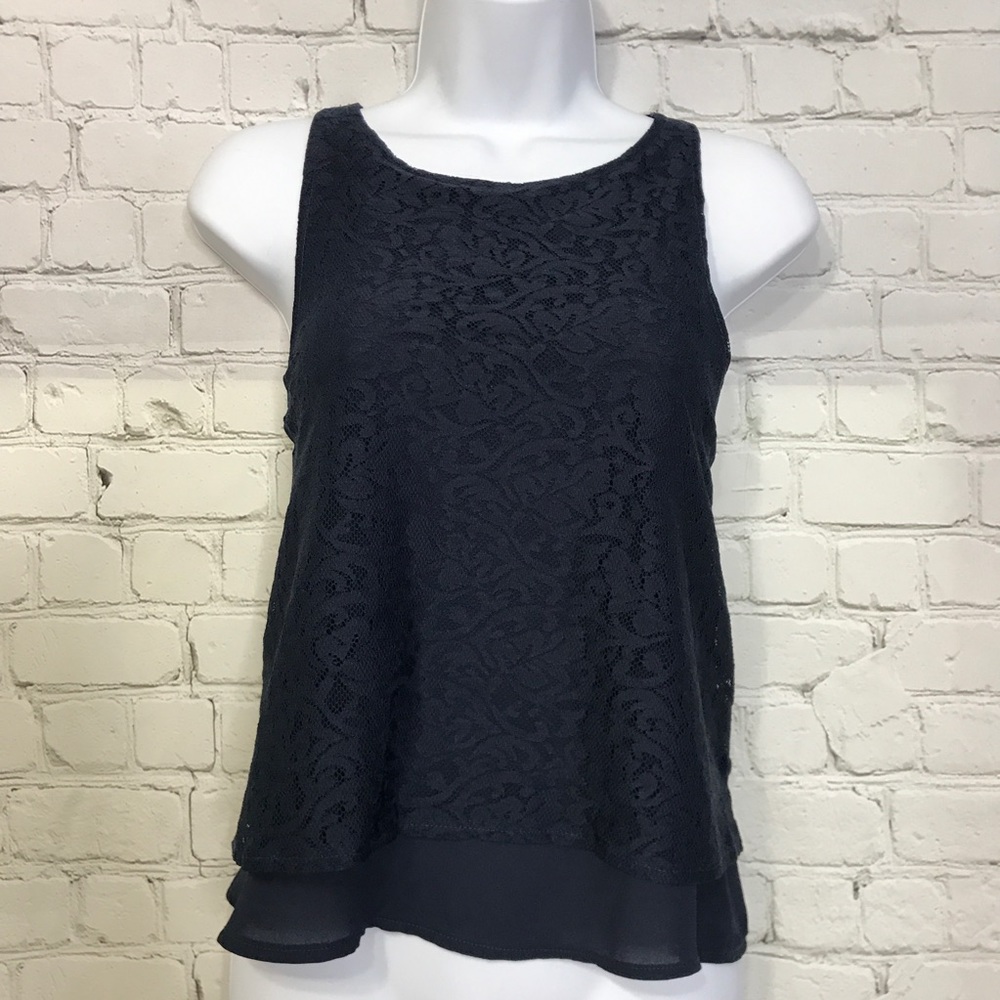 Abercrombie & Fitch XS Navy Lace Double Layer Tank